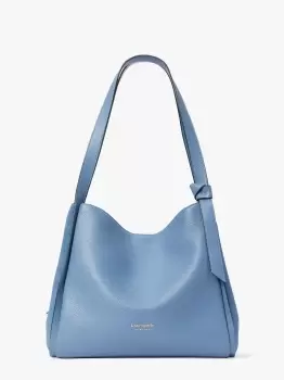 image of Kate Spade Knott Pebbled Leather & Suede Large Shoulder Bag, Manta Blue, One Size