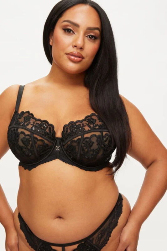 Image of Ann Summers Womens The Icon Fuller Bust DD+ Non Pad Balcony Black Size: 40G Black Female 40G