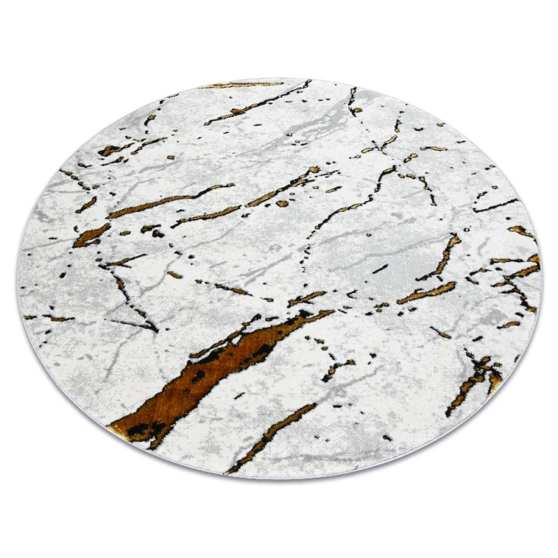 Image of RugsX Carpet Allure 1963 Circle Marble - Structural, Stylish, Glamour White / Gold Circle 150 Cm