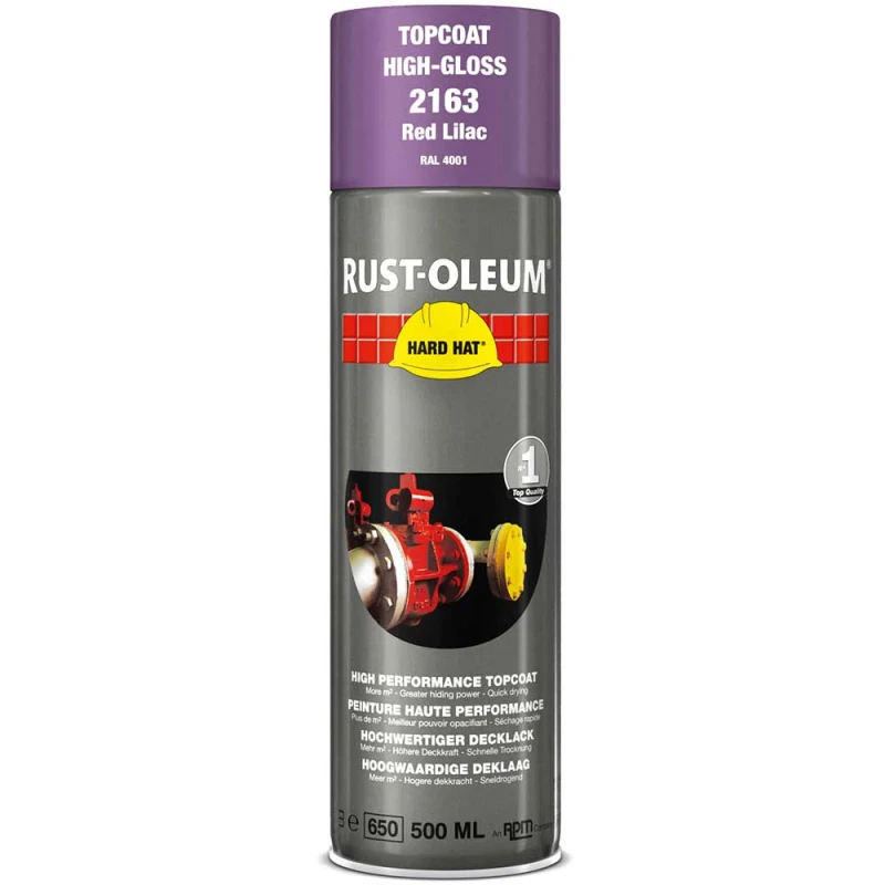 Image of Rust Oleum Hard Hat Metal Spray Paint 2163 Colour: Red Lilac