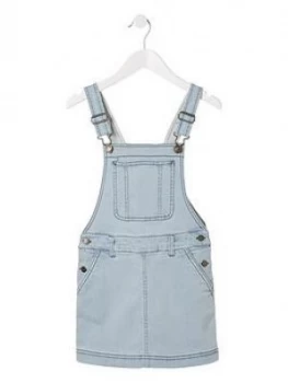 Image of Fat Face Girls Stripe Denim Pinafore Dress - Ecru