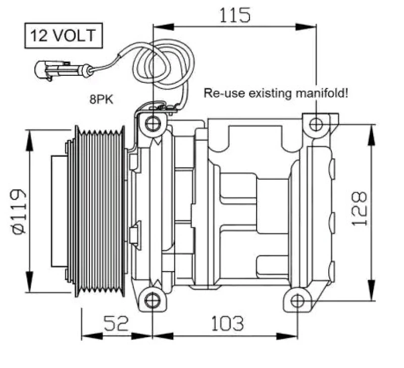 Image of NRF 32660 AC Compressor EASY FIT PAG 46, with PAG compressor oil, with gaskets/seals Compressor,air conditioning (447)