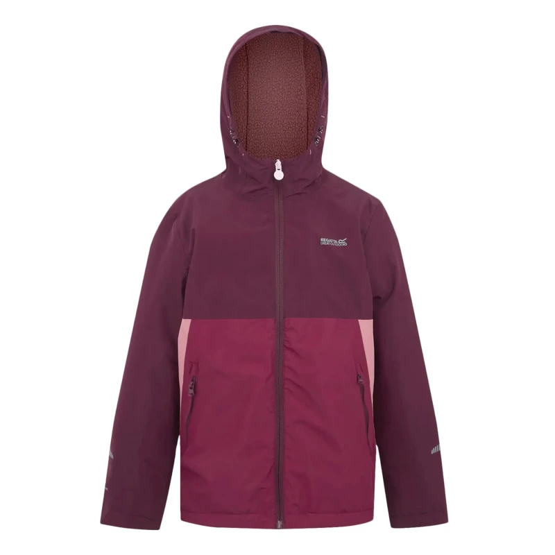 Image of Regatta Unisex Kids Hillain Warm Lined Isotex Reflective Waterproof Jacket Black/Pmsp unisex 9-10 (M)