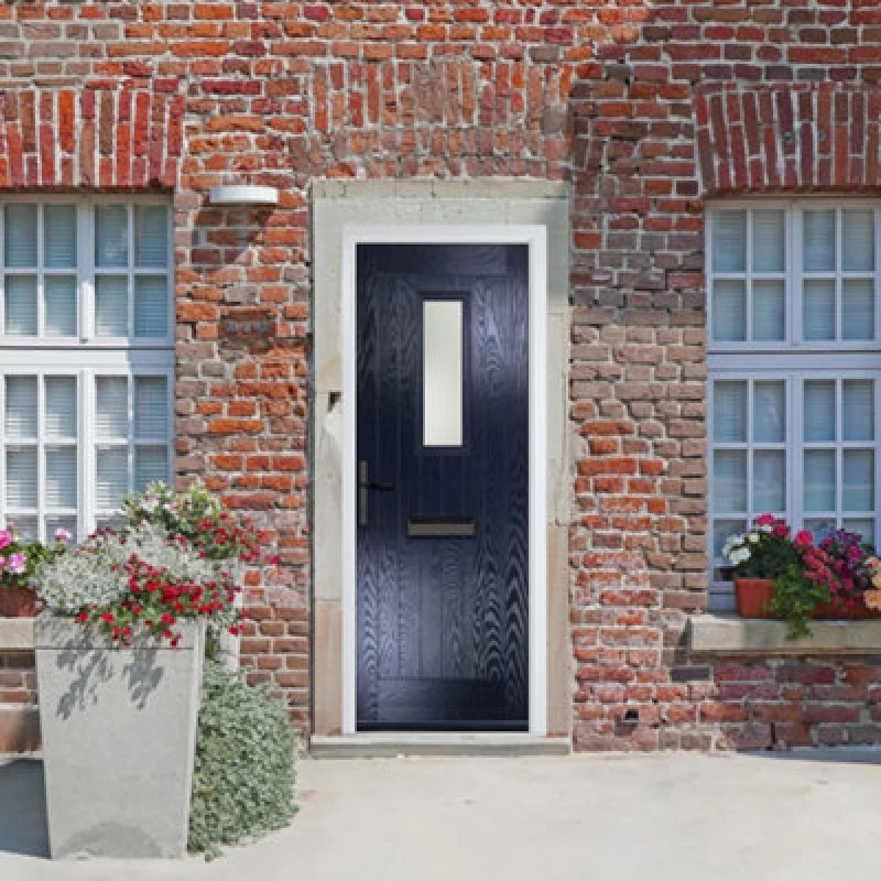 Image of Lacerta Composite Door Sunningdale Blue 890mm X 2090mm Open In Right Hand Obs Glass 10 Year Guarantee - Free Delivery & Smart Lock