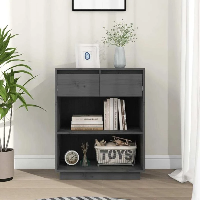 Image of VIDAXL Console Cabinet Grey 60x34x75cm Solid Wood Pine Vidaxl 8720286904749