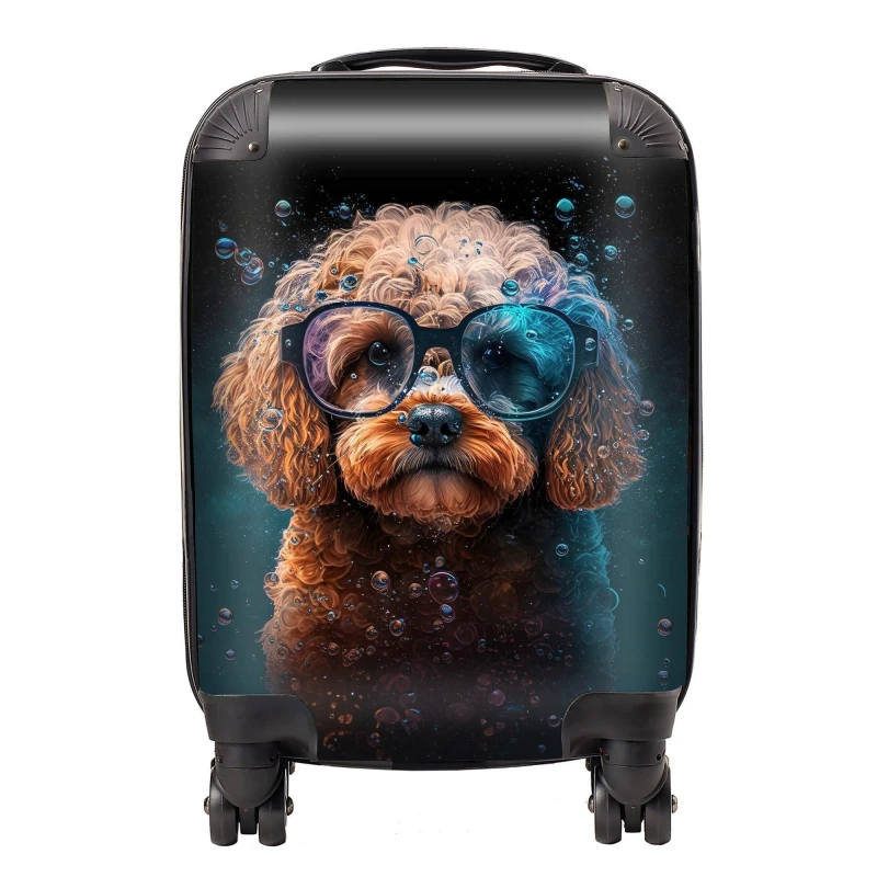 Image of Warren Reed - Designer Cavapoo Dog Face Splashart Suitcase Size: Large Multicolor Unisex Large