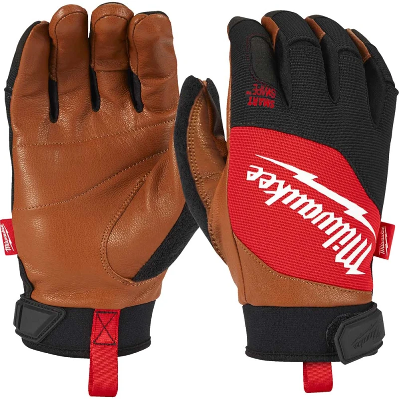 Image of Milwaukee Hybrid Leather Work Gloves 4932479726 Colour: Brown / Red