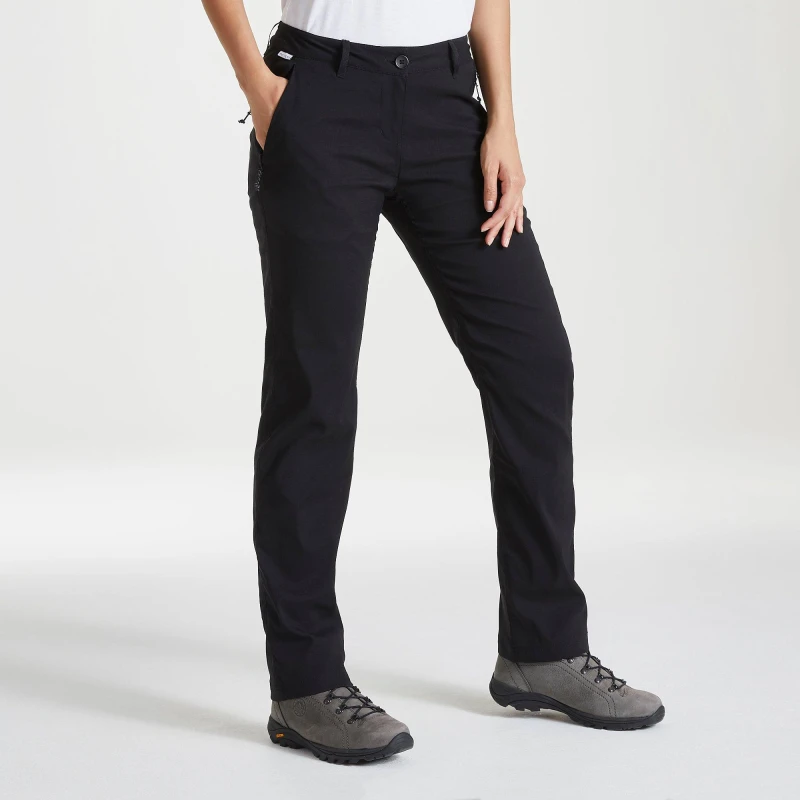 Image of Craghoppers Womens KiwiPro Lined Polyamide Walking Trousers 16R - Waist 32' (81cm), Inside Leg 31' Black CWJ1282-800-16R