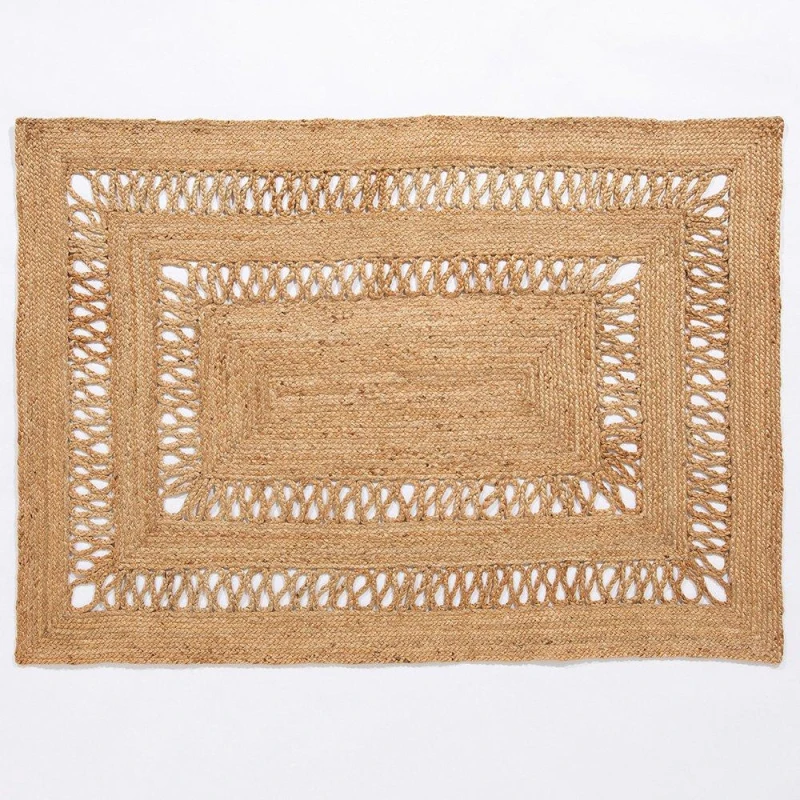 Image of Esselle Castlefield Jute Braided Swirl Rug Natural unisex