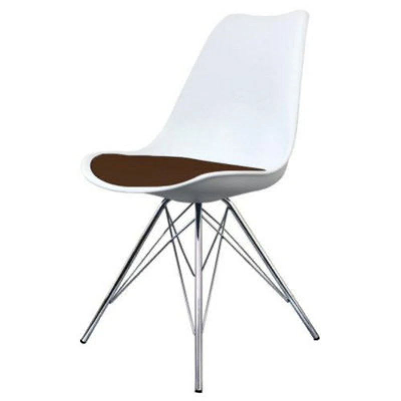 Image of Fusion Living Soho Plastic Dining Chair with Chrome Metal Legs Chocolate