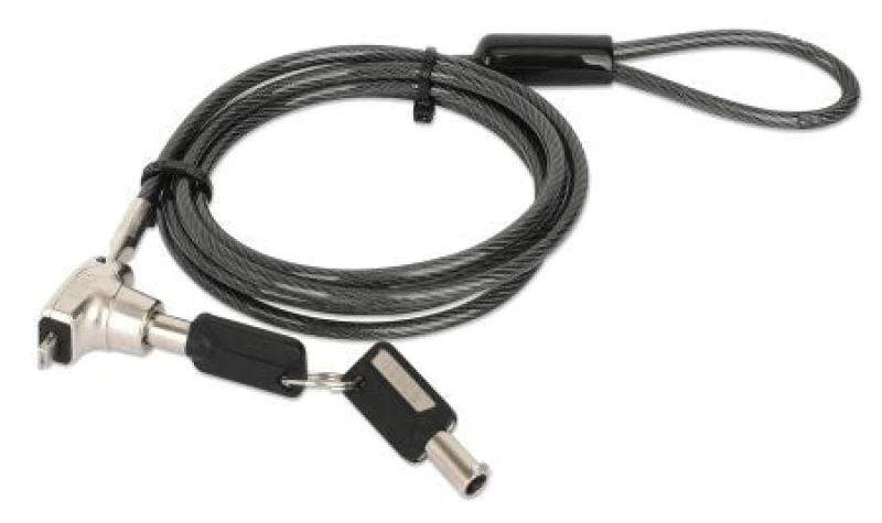 Image of Manhattan Manhattan Laptop Lock (Nano) with two keys, Compatible with Nano style locks, 1.5m cable, Anti theft, Strong steel cable - metal with clear