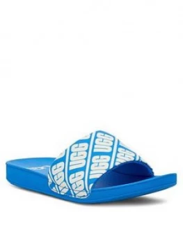 Image of UGG Logo Beach Sliders - Blue, Size 5 Older