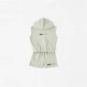 image of Missguided Set Sleeveless Hoodie & Short - Green