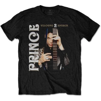 Image of Prince - Welcome 2 America Unisex Large T-Shirt - Black