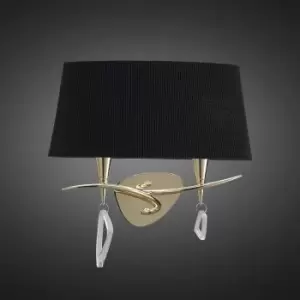 image of Mara wall light with switch 2 Bulbs E14, gold with Black lampshade