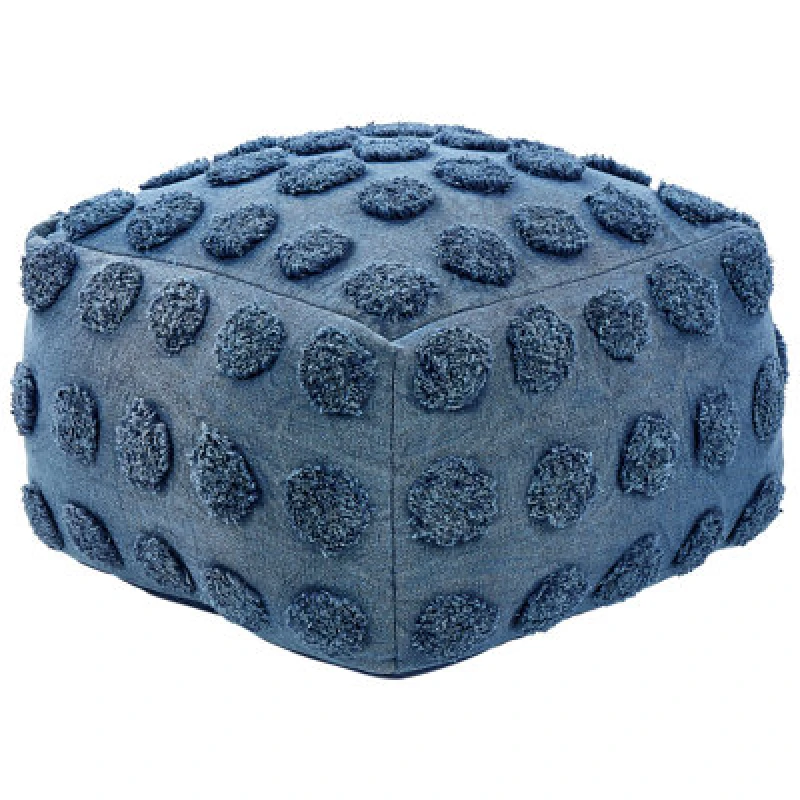 Image of Beliani Retro Pouffe Vishvi Cotton Blue