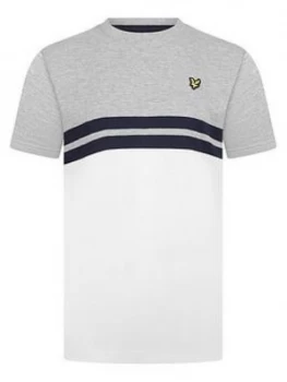 Image of Lyle & Scott Boys Short Sleeve Yoke Stripe T-Shirt - Grey, Size 8-9 Years