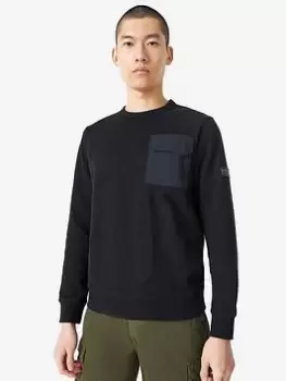 Image of Barbour International Banks Arm Badge Crew Neck Sweatshirt - Black Size M Men