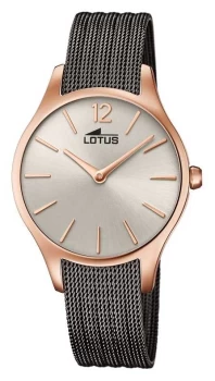 Image of Lotus Womens Grey Mesh Bracelet Sunray Rose Gold Dial Watch