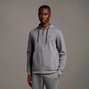 Image of Mens Full Zip Fly Fleece Hoodie - Mid Grey Marl - L