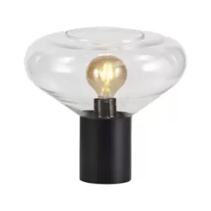 Image of Luminosa Olena Wide Table Lamp, E27, Satin Black, Clear Glass