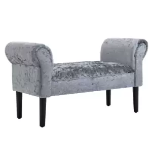 Image of Homcom Crushed Velvet Upholstered Bench Footstool Ice Grey