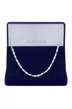 image of Rhodium Plated Cubic Zirconia Mixed Stone Collar Necklace - Gift Boxed