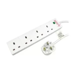 image of Spire Mains Power Multi Socket Extension Lead 4-Way 2M Cable Surge...