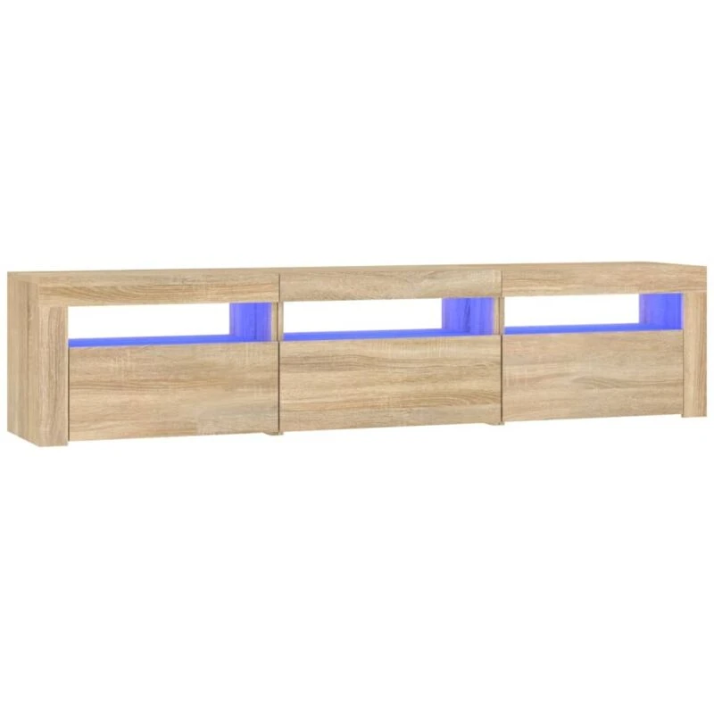 Image of vidaXL TV Cabinet with LED Lights Sonoma Oak 180x35x40 cm, Brown 3152756