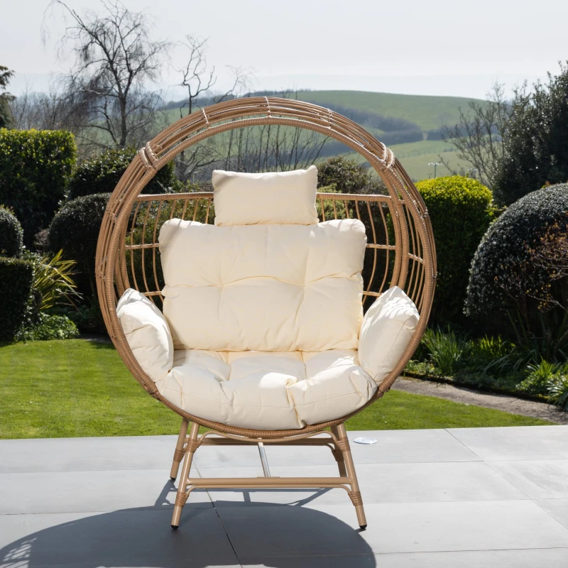 Image of Artemis Home Harmony Round Standing Egg Chair in Cream Cream Unisex