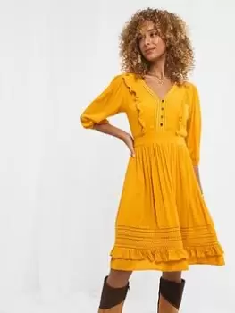 image of Joe Browns Chloe's Favourite Mini Dress -ochre, Yellow, Size 10, Women