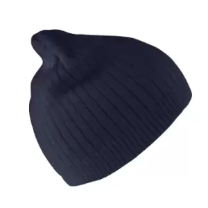 Image of Result Unisex Double Knit Heavy Cotton Winter Beanie Hat (One Size) (Navy Blue)