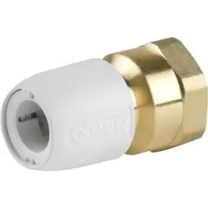 image of Hep2O Female Adaptor Brass Socket 15mm x 1/2" in White Plastic/Brass