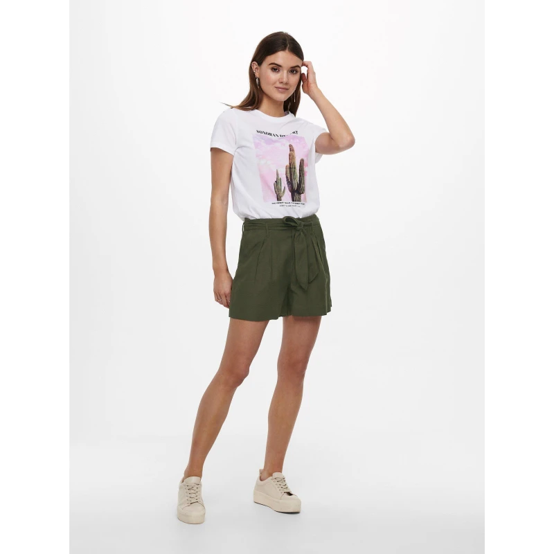 Image of Only High-Waisted Belt Shorts Womens - Green Green 10