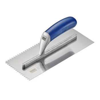 image of Ragni R319-4 Tiler&apos;s Trowel U 4mm Notches Edge Plastic Handle 11 x 4.3/4in