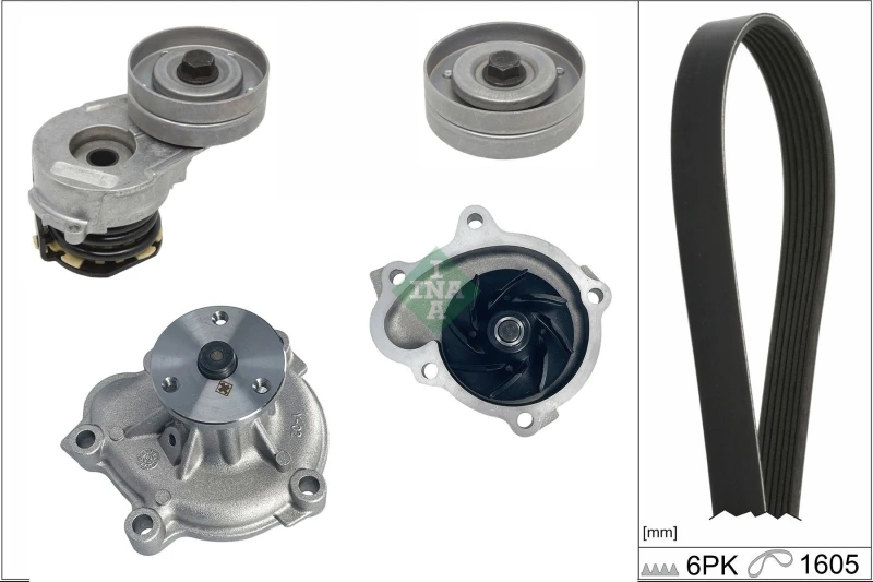 Image of Water Pump + V-Ribbed Belt Kit INA 529 0330 30