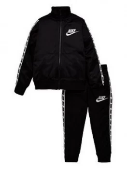 Image of Nike Sportswear Younger Boys Block Taped Tricot Tracksuit - Black, Size 6-7 Years