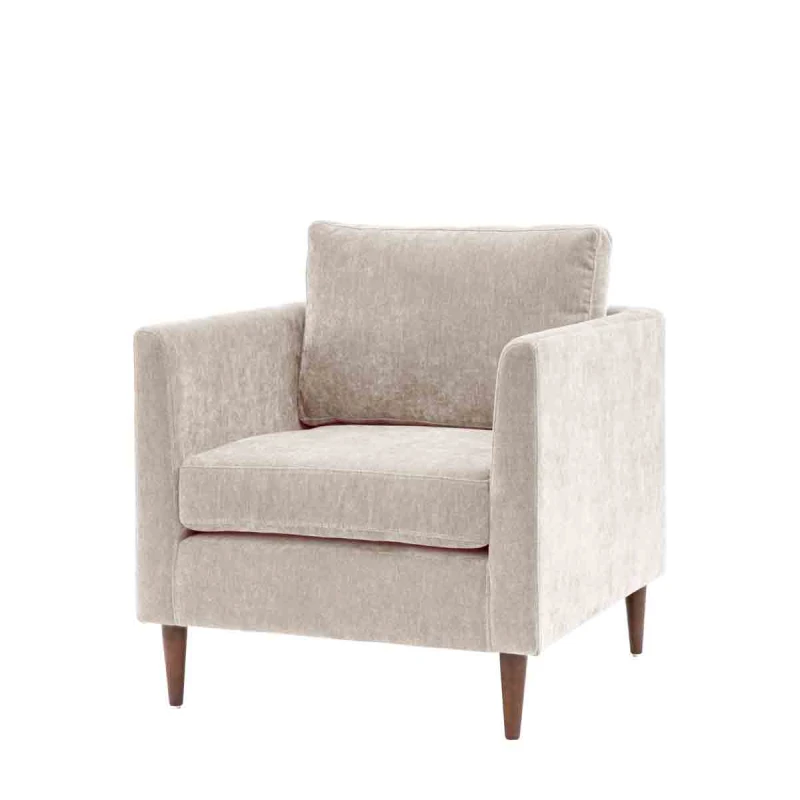Image of Durants Soft Brushed Nordic Armchair with Dark Wood Legs