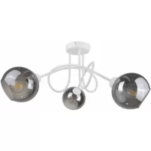 Keter Ring Multi Arm Semi Flush Ceiling Light White, 70cm, 3x E27