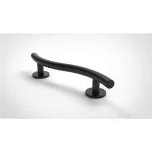 image of Luxury grab rail, curved, stainless steel, concealed fixings, 355mm, matt black