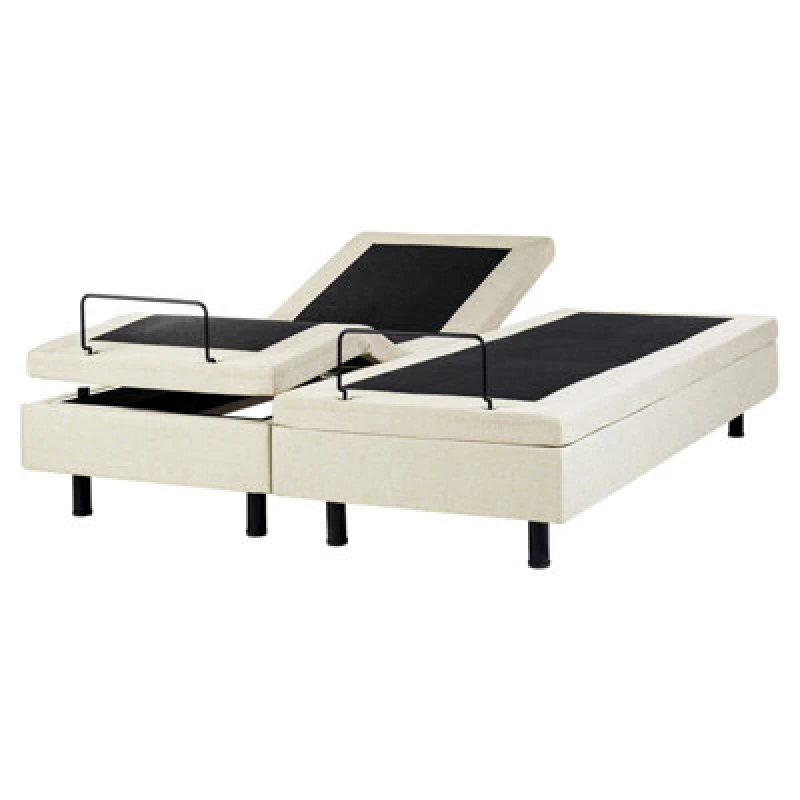 Image of Beliani Adjustable Bed Without Headboard Fabric Duke Ii 160 X 200 Cm (Eu King Size) Beige