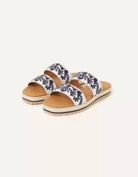 Image of Accessorize Womens Embroidered Two Strap Sandals Natural, Size: 40