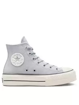 image of Converse Chuck Taylor All Star Lift Cosy Utility Hi-Tops - Grey, Size 8, Women