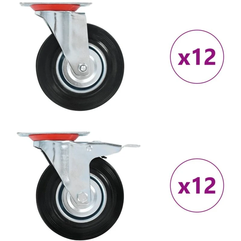 Image of VIDAXL 24 pcs Swivel Casters 125mm Vidaxl 8719883718163