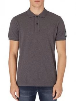 Calvin Klein Jeans Monogram Badge Grindle Polo Shirt, Grey, Size S, Men