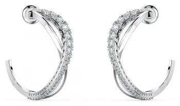 image of Swarovski Twist Hoop Pierced Earrings Rhodium Plated Jewellery