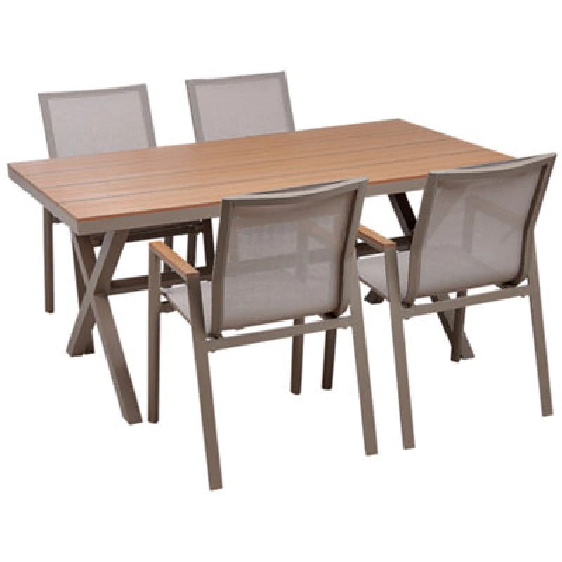 Image of Beliani Garden Dining Set 4 Seater Tiano Metal Grey