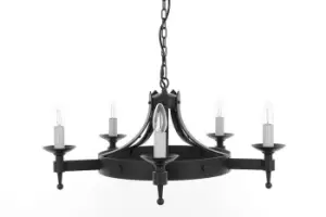 image of Saxon 5 Light Black Gold Ceiling Pendant Light