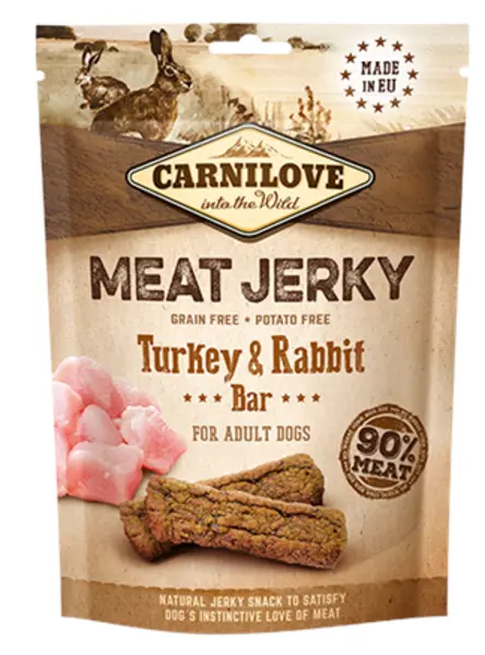 image of Carnilove Turkey and Rabbit Jerky Bar Dog Treat 100g