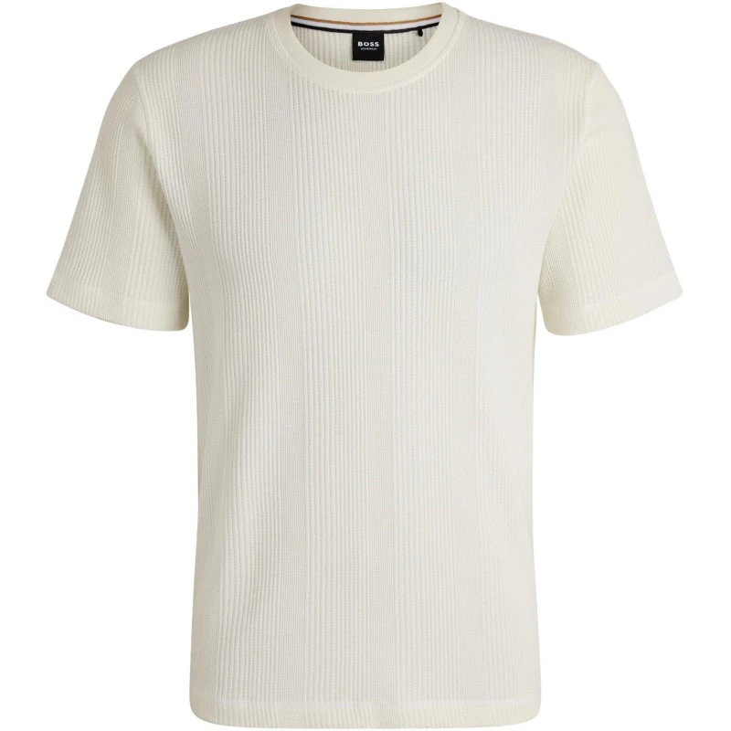Image of Boss Mens BW Structure Regular Fit T-Shirt White 101 male L